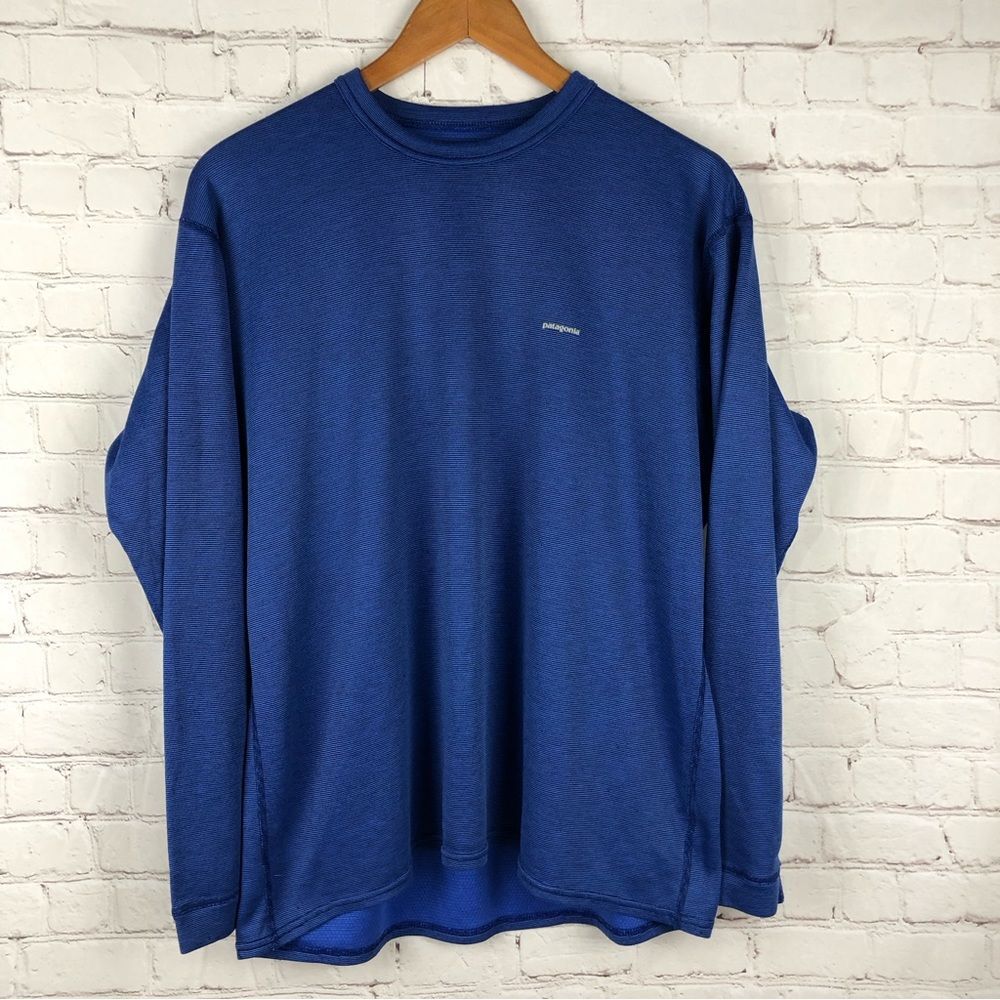 Patagonia Blue Tech Crew Shirt Men's Sz Large